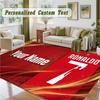Crystal Velvet Square Rug Custom NameCristiano Ronaldo Pattern Non Slip Home Floor Decor Rug