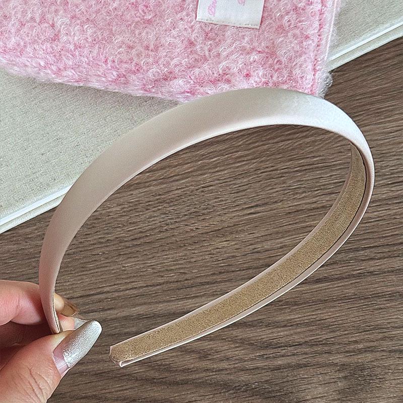 Korean Satin Thin Headband for Women - Versatile Retro French Style with Non-Slip Deerskin Velvet