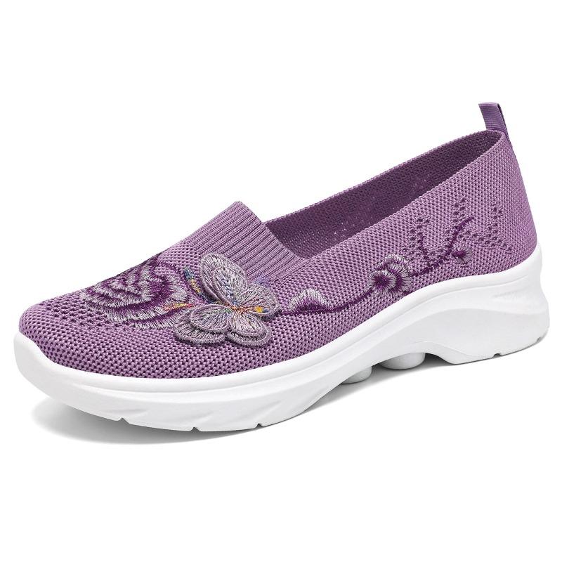 Shoes women's shoes new TEMU large size single shoes embroidered fashion casual shoes flying woven breathable lazy shoes wholesale