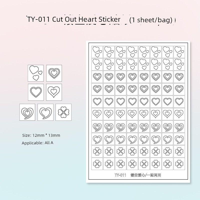 Her Leaf Nail Art Sticker Pat Sticker French Heart Star Cut Out Sticker Transparent Nail Art Pat Sticker Ty-011 Hollow Love Heart