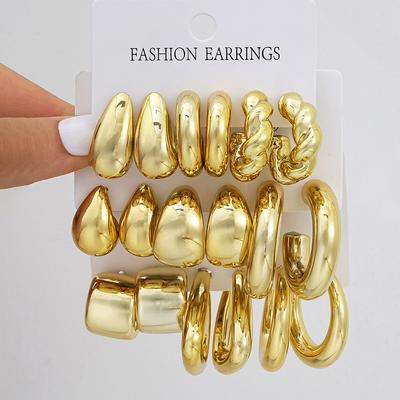 18-Piece Women's Earring Set Simple Elegant Vintage Luxurious Teardrop-Shaped Earring Set Exaggerated Earrings Elegant and Versatile