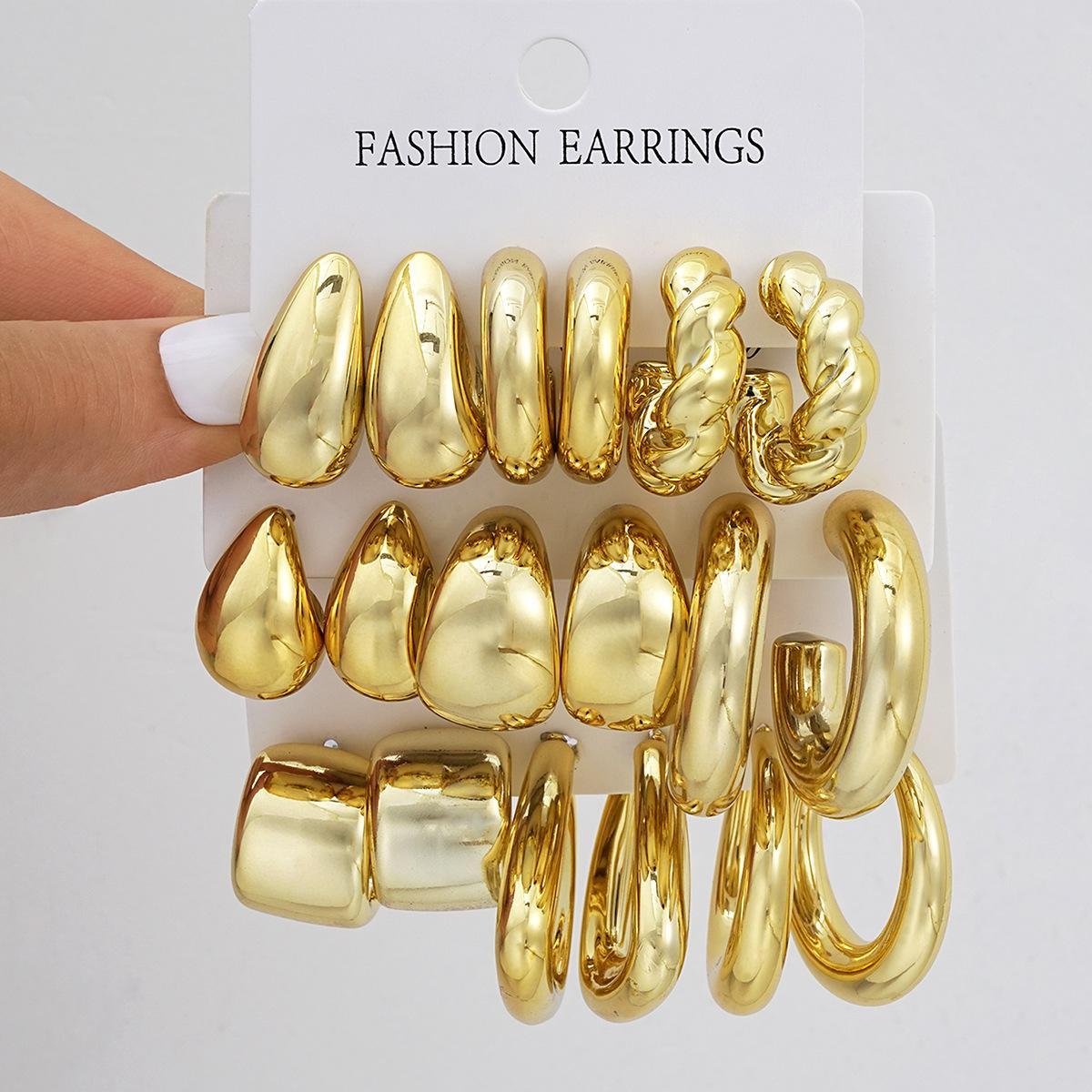 Женский набор сережек из 18 предметов Простой Элегантный Винтажный Роскошный Набор сережек в форме капли Преувеличенные серьги Элегантные и универсальные