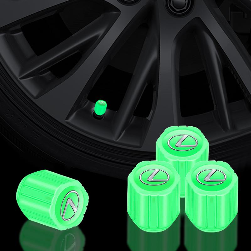 Interior Stickers 4Pcs Luminous Car Tire Valve Caps Badge Emblem Styling For Lexus LS LC IS350 ES300 GS350 CT200h GX460 LX570 RX AFS1