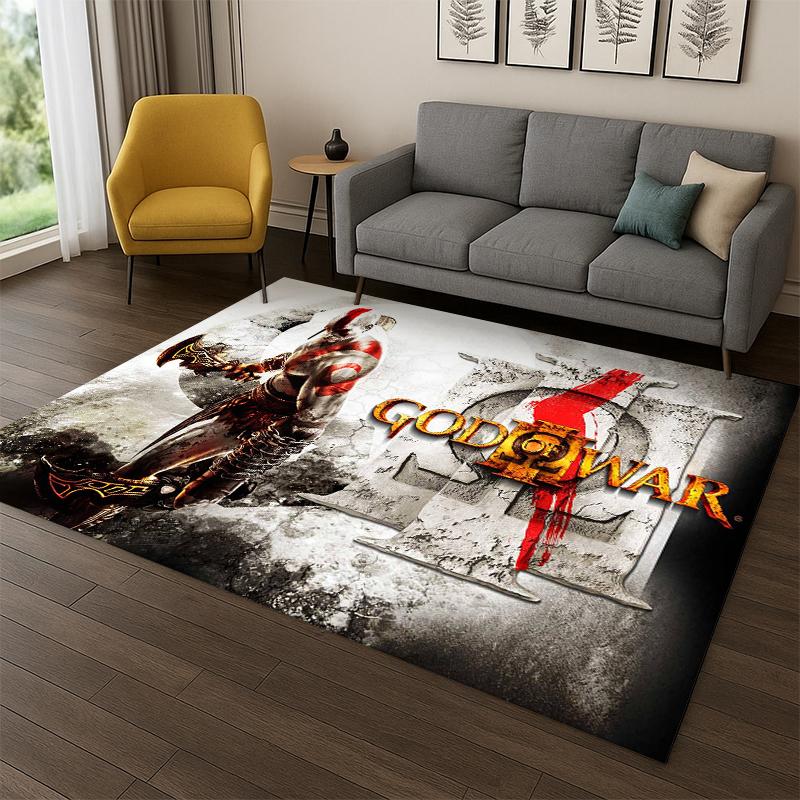 Retro God of War Game Kratos Carpet Rug for Bedroom Living Room Sofa Playroom Doormat Home Decor,Kid Area Rug Non-slip gift