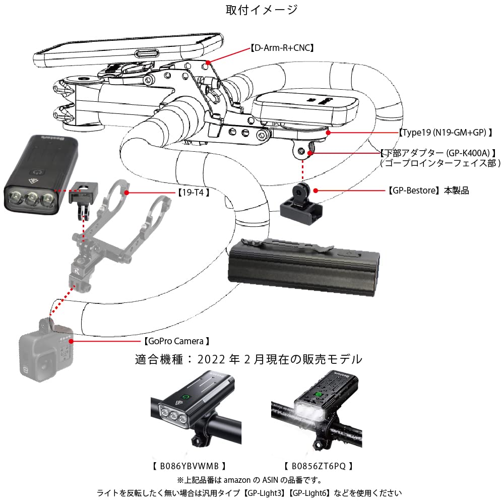 Light Adapter for Bestore Converts Mounts and Adapters with GoPro Interface To the Bicycle Light B086YBVWMB B0856ZT6PQ [REC MOUNT] [GP-Bestore] /
