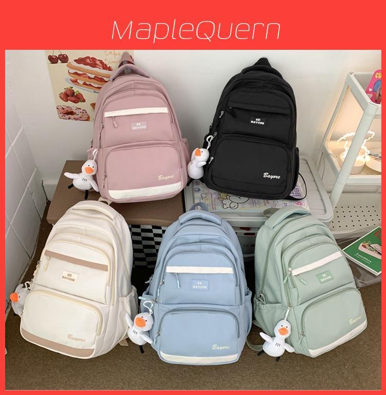 Bayore Letter Pattern Girls School Backpack With Polyester Material And Multiple Pockets For Daily Use