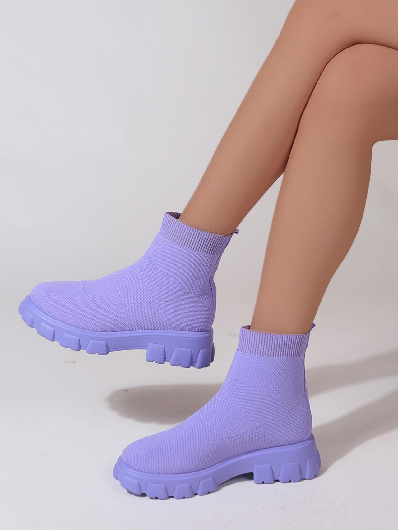 

Spring and Autumn Mesh Breathable Candy Color Sponge Cake Thick-soled Short Boots Large Size Sock Boots for Women 43