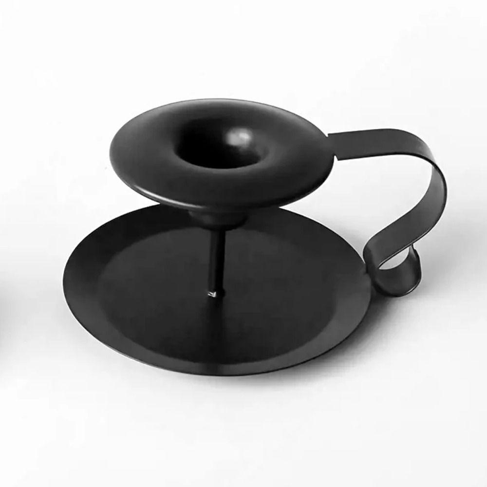 European Style Handheld Metal Candlestick with Handle Tabletop Candles Stand Birthday