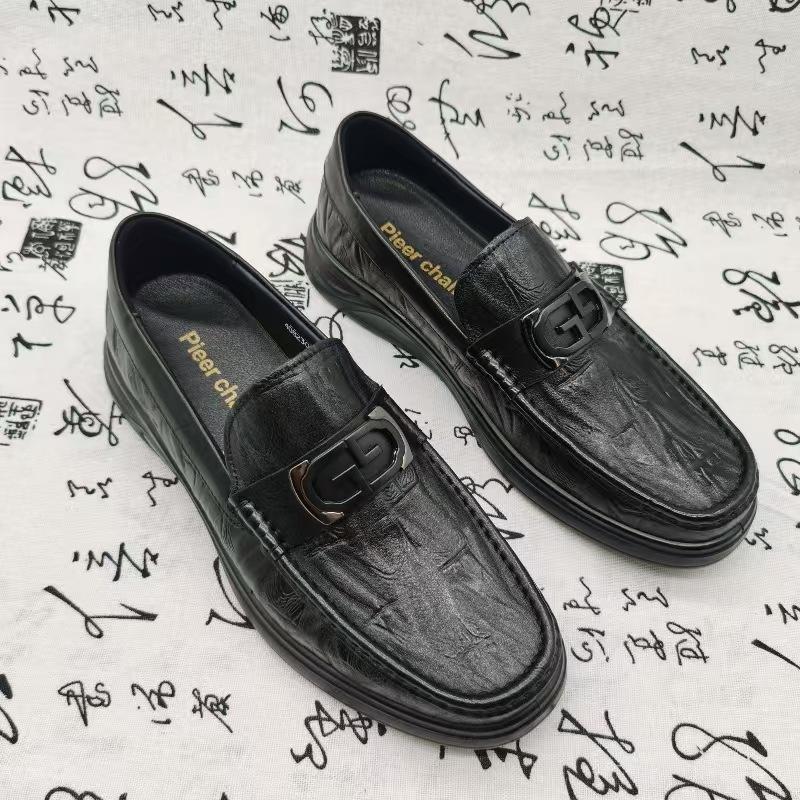 High-end autumn light-soled business leather shoes men's cowhide round head trend fashion casual men's leather shoes