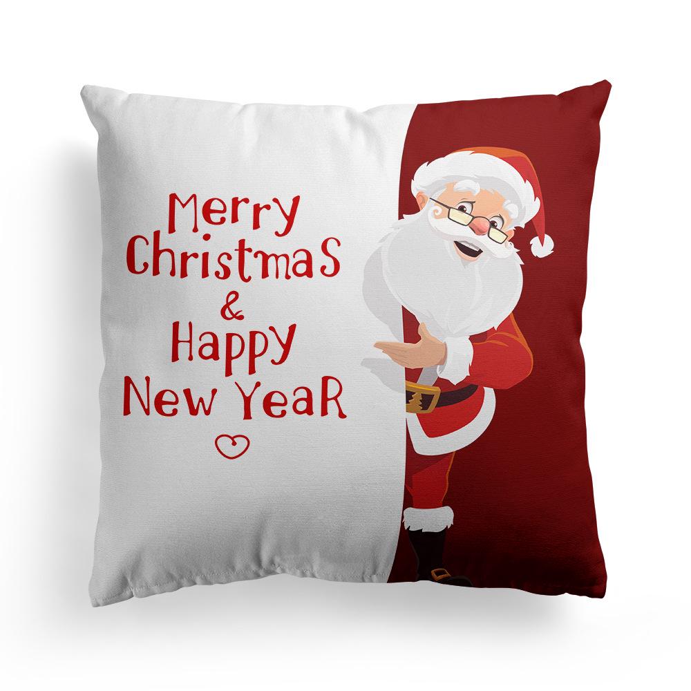 Christmas Cartoon Print Pattern Cushion Cover Home Living Room Sofa Decoration Square Polyester Throw Pillow Cover 45x45cm