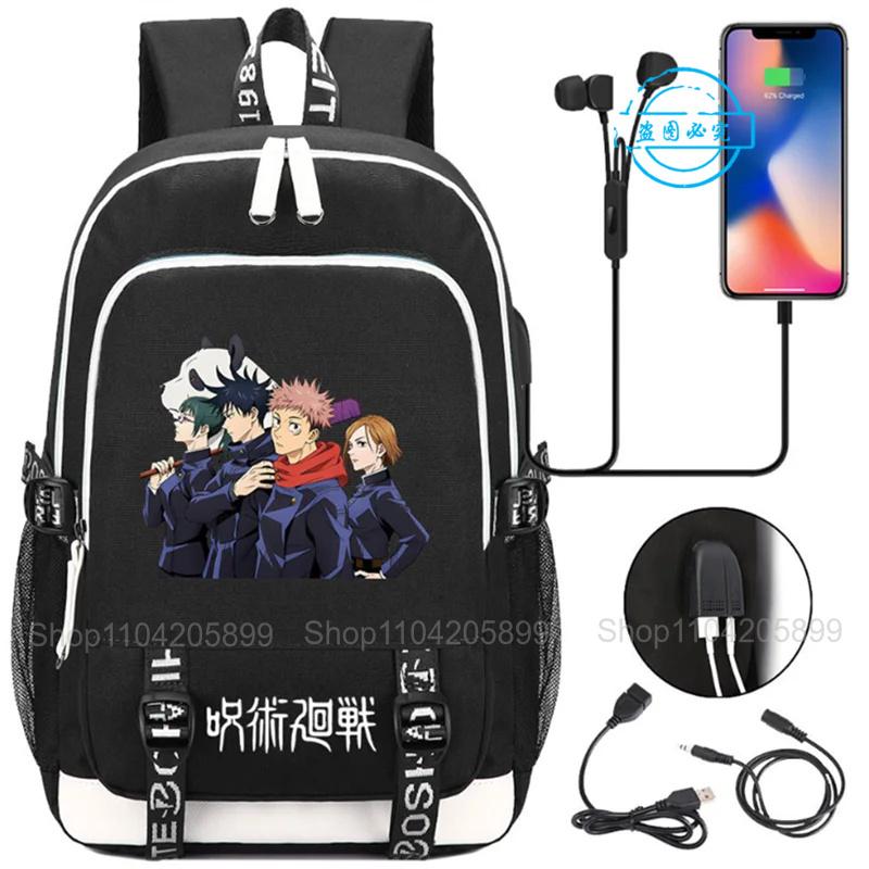 Jujutsu Kaisen Backpacks Anime Mochila Student Teenager Schoolbag Unisex Fashion USB Charge Laptop Travel Rucksack Boys Gift