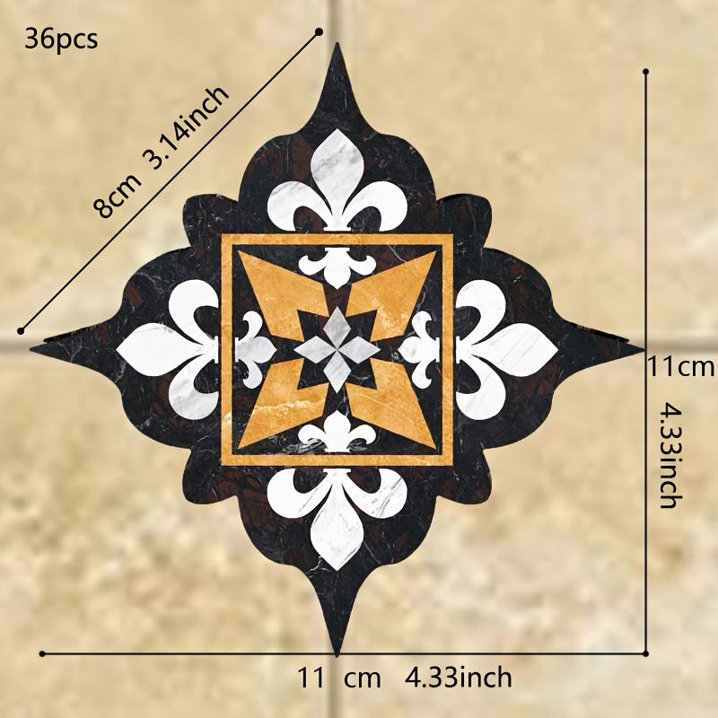36PCS Bohemian Pattern Tile Diagonal Line Sticker, Self-adhesive Waterproof Living Room Dining Room Kitchen And Bathroom Floor Sticker