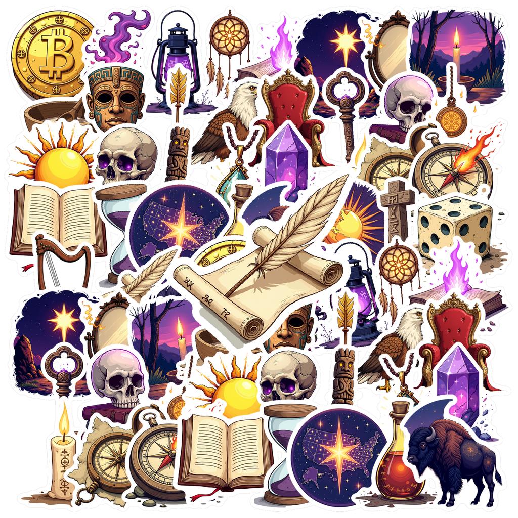 35pcs-100pcs Mystical Fantasy Decals Gothic Occult Stationery Stickers DIY Stickers For Laptop Luggage Phone