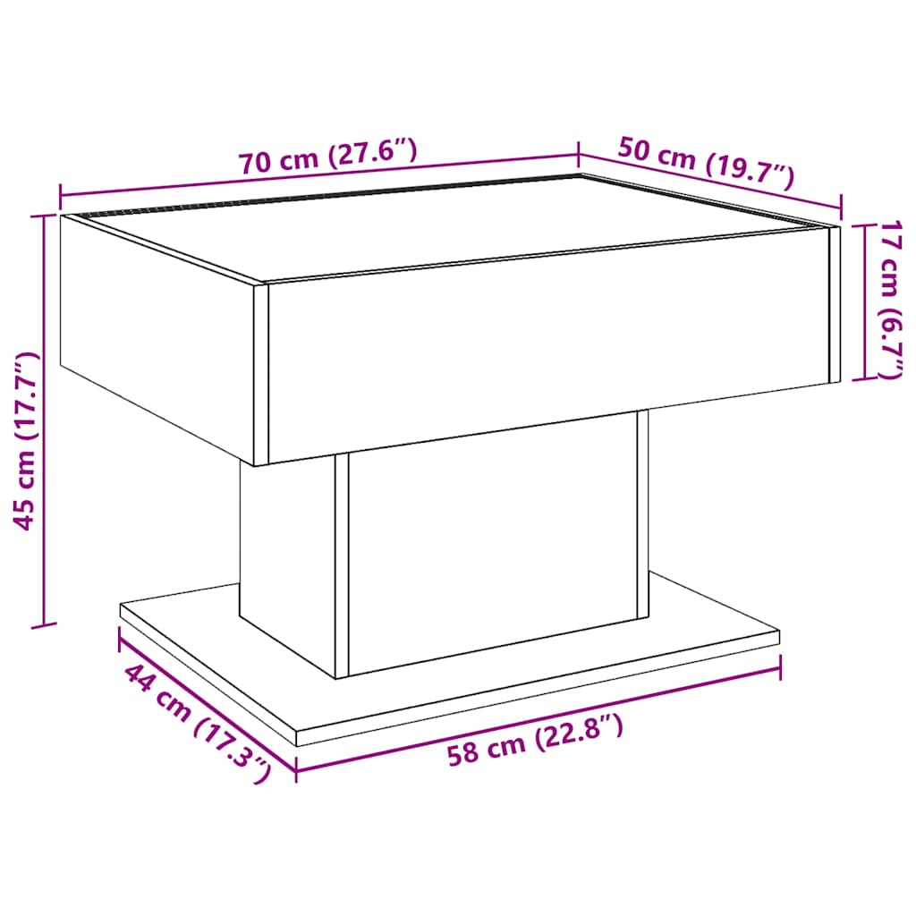 LED Coffee Table White 70 x 50 x 45 cm Particleboard