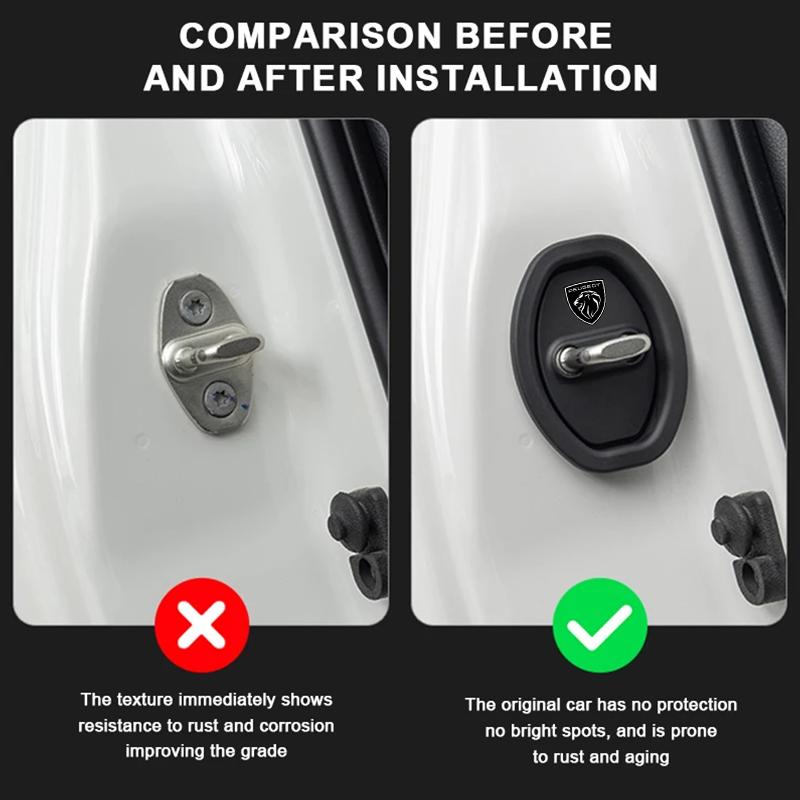 2/4Pcs Silicone Car Door Lock Cover Protective Decoration Case For Peugeot 408 4008 308 3008 Rifter 5008 508 2008 208 301 407