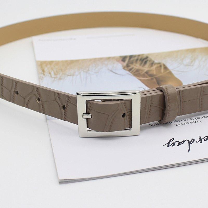 Retro Glossy Crocodile Pattern Belt Women'S Jeans Thin Square Buckle Decorative Belt Women