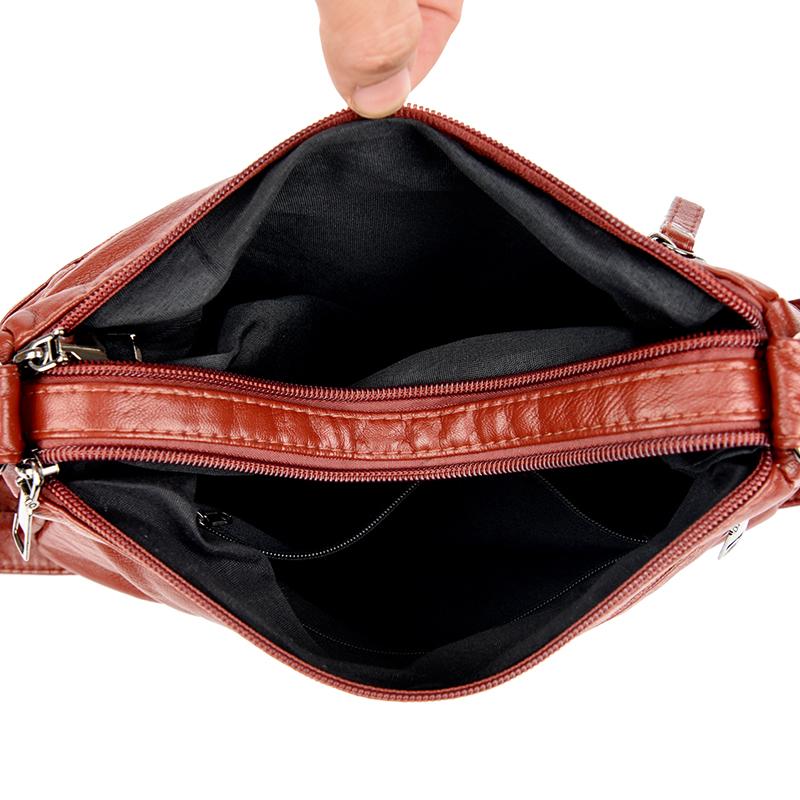 PU Umhängetasche Damen Schultertasche Mehrere Fächer Tasche für Mütter mittleren Alters