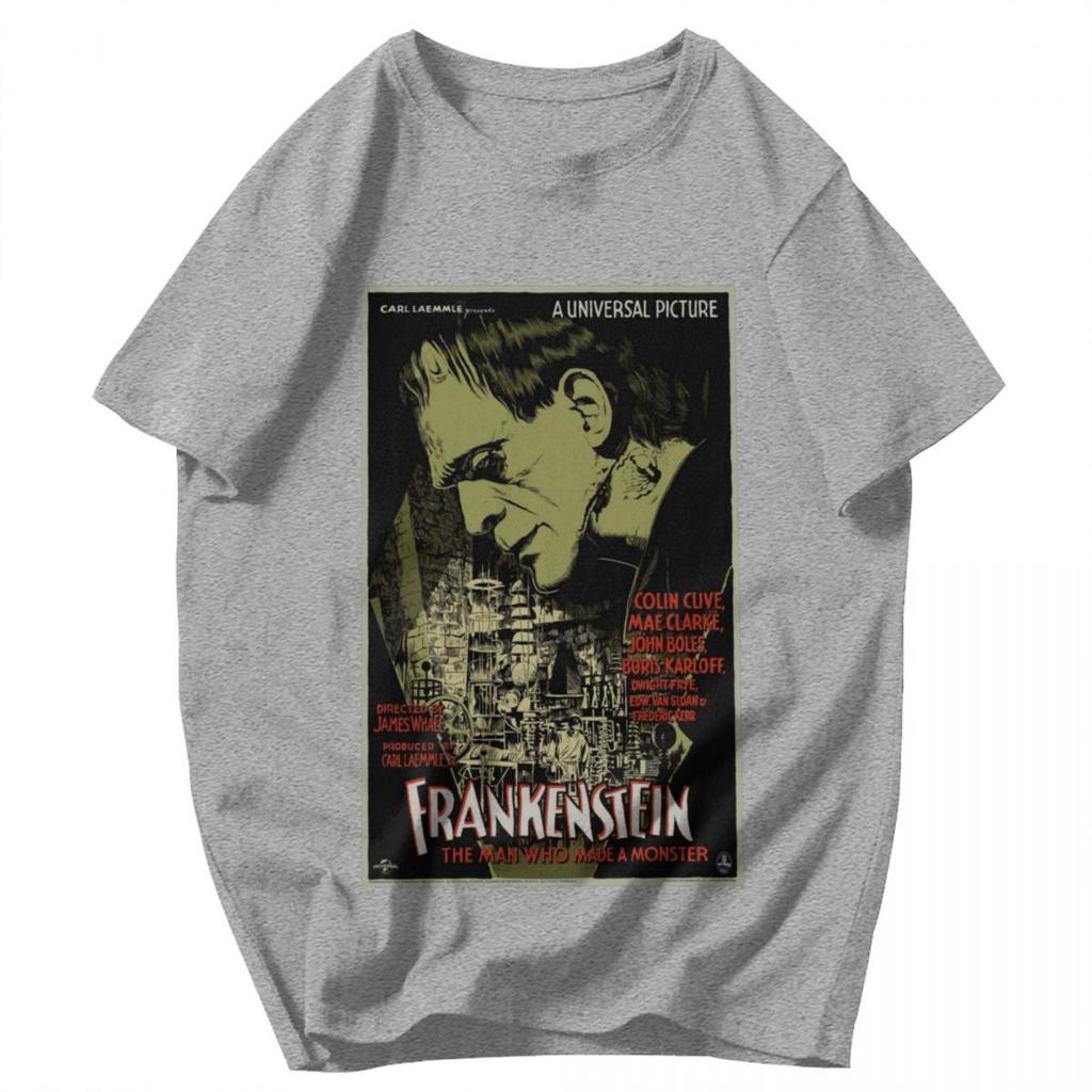 Men T Shirt Frankenstei Vintage Cotton Y2K Graphic Oneck Unisex Clothing T Shirts
