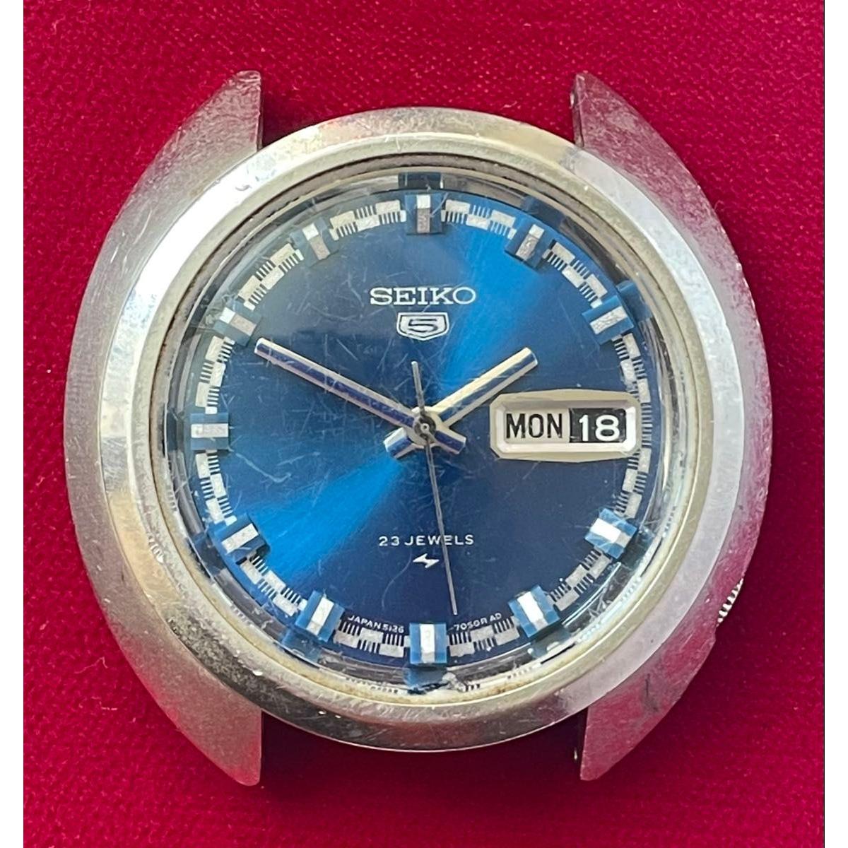 Rare SEIKO 5 Seiko 5 Sports Automatic Blue Dial Watch 5126-7030 Fudo Face Junk Men s