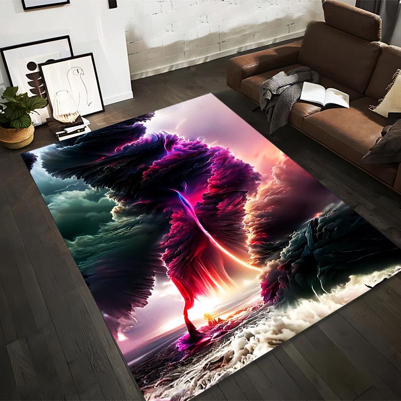 

Fantasy Aurora Style Carpet with Vibrant Clouds and Sunset Scene Suitable for use as an anti-slip for living room bedroom sofas 40x60cm( 15x23in )