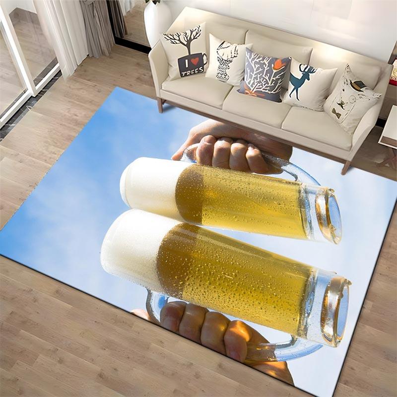 Cheers Toast Beer Foam Glasses Pattern with Blue Sky Background Printed Carpet Suitable for Use As an Anti-slip1 For1room and Bedroom Sofas