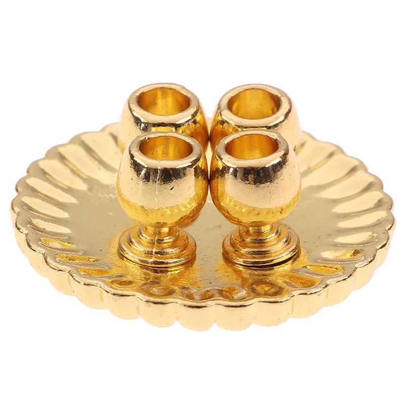 1: 12 Dollhouse Miniature Metal Tea Set Teapot Cup Plate Furniture Toys