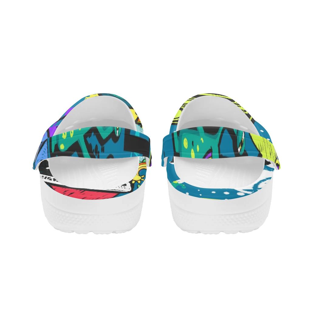 Unisex Colorful EVA Clogs Printed Lightweight Breathable Slip On Garden Shoes Beach Pool Bathroom Home Slippers Shower Use