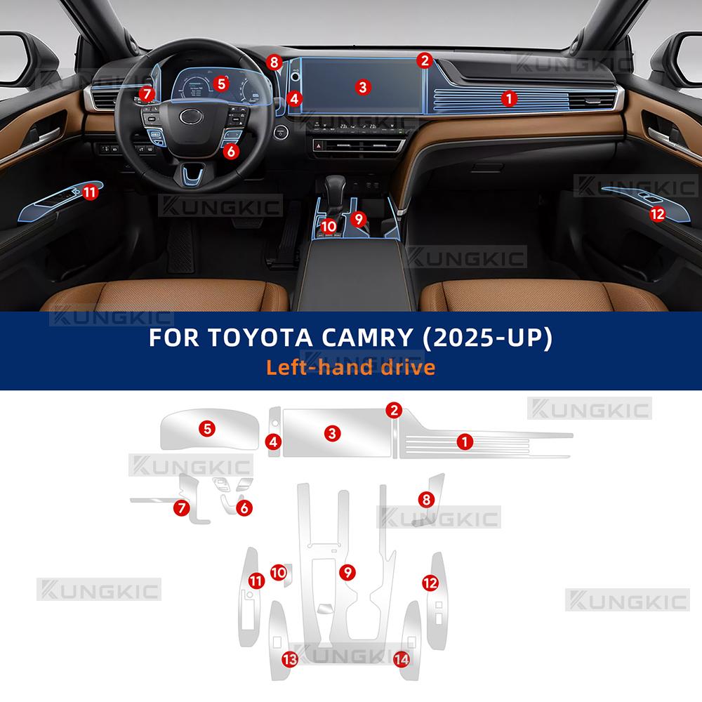 PPF Schutzfolie Zubehör Innen Transparentes TPU für Toyota Camry XV80 2025 2026 Navigation Schaltpanel Mittelkonsole