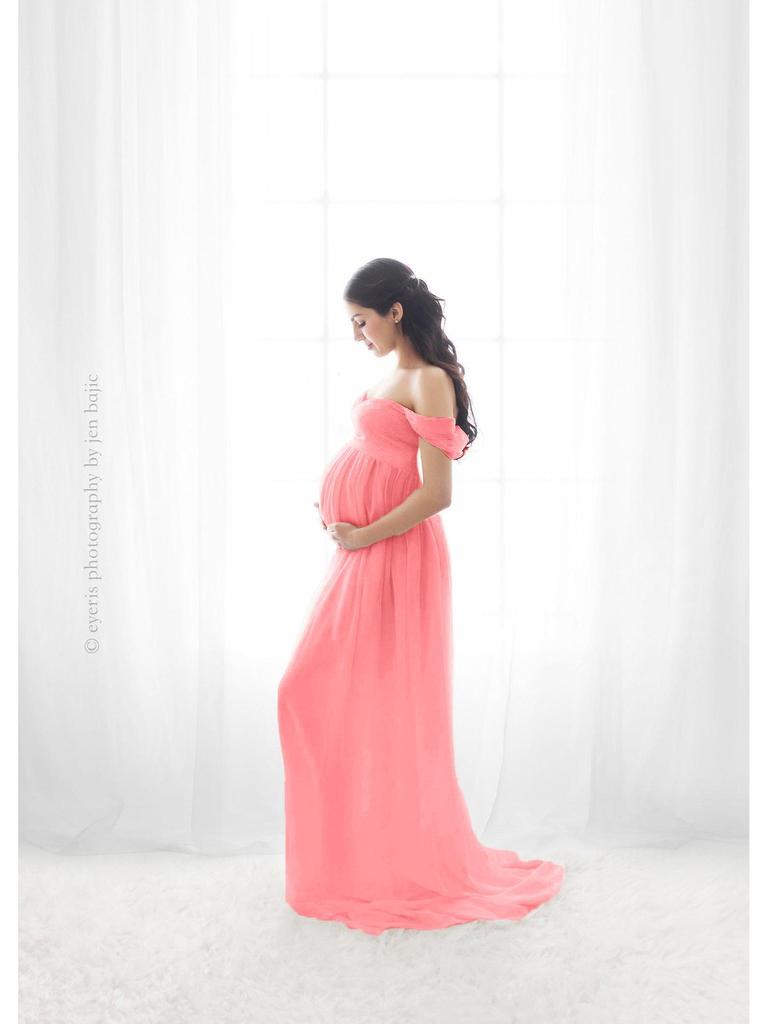 Robe Longue d'Photographie de Maternité à Ouverture Devant
