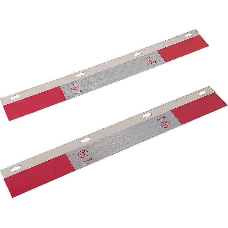 

2 PCS 24 x 3 Aluminum Mud Flap Reflector Reflective Tape Fit for Semi Truck and Semi Trailer Mud Flap Hanger straight