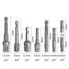 8Pcs Impact Socket Adapter Set, 1/4 3/8 1/2 Hex Shank Square Nut Driver Extension Bit Set For Power Drill Impact Driver Tool