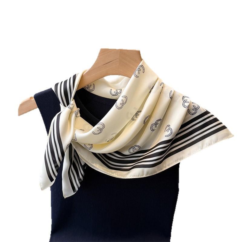 Geometrischer Einfacher Druck Simulationsseide Schal Quadratischer Schal Hochwertiges Tuch Vielseitiger Hals Kleiner Quadratischer Schal Kopftuch