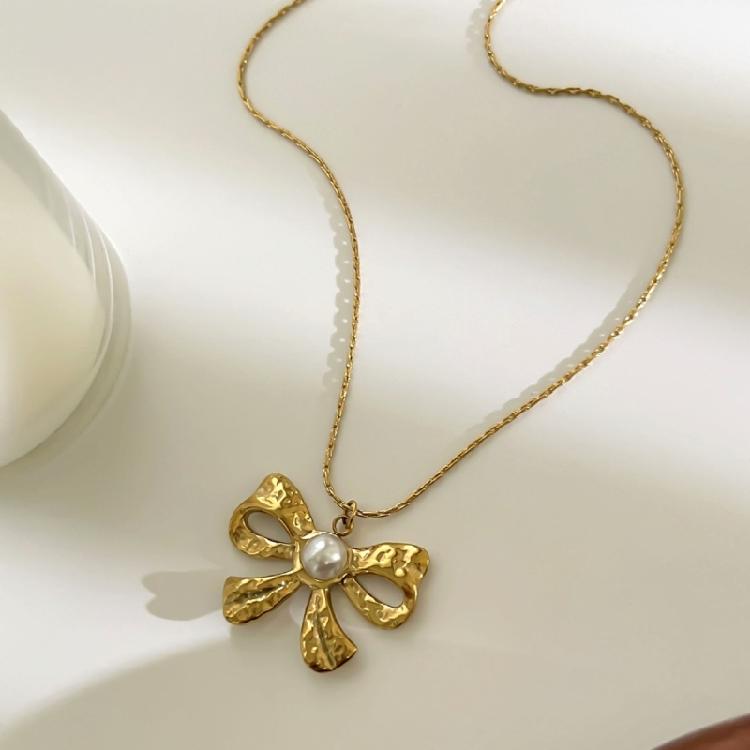 Love Heart/Bowknot Adjustable Necklace Stainless Steel Layering Jewelry for Women Elegant Everyday Gift