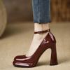 High Heel Chunky Heel Women's Super Shoes New Sexy Square Toe Ladies Shoes On Sale 2025 New Dress Party Sexy Mary Janes