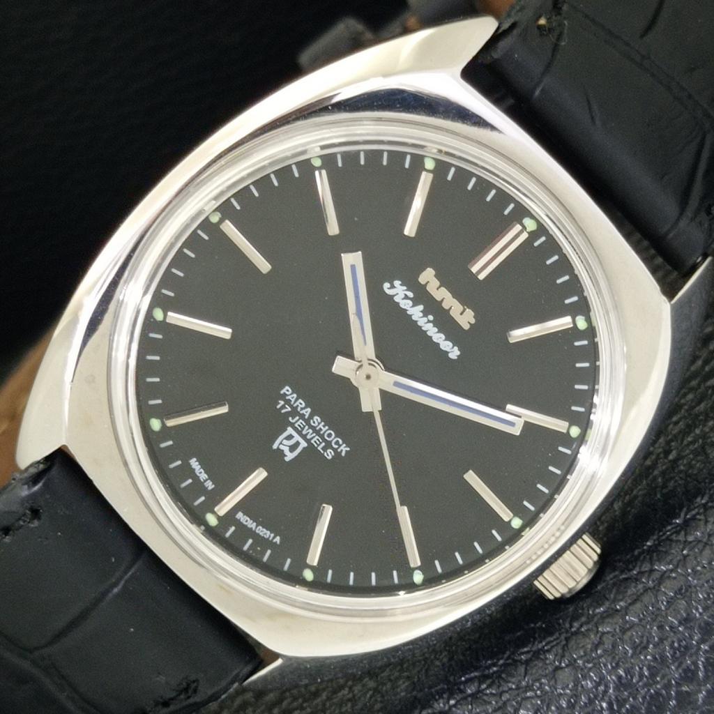 VINTAGE HMT HAND-WINDING INDIAN MENS BLACK COLOR DIAL WATCH a700330-5 R202-a700330