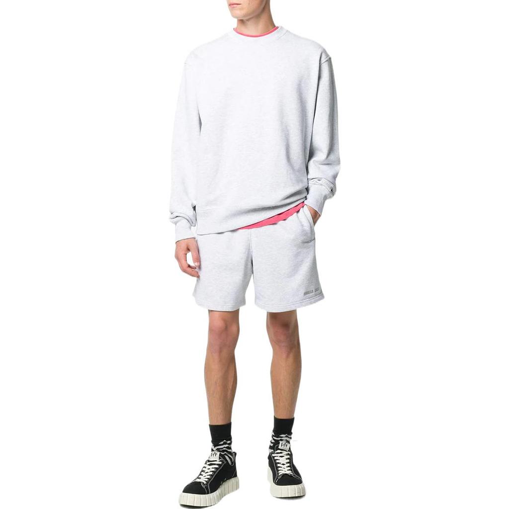 Adidas X Pharrell Williams Co-Branded Solid Color Crew Neck Cotton Pullover Sweatshirt Unisex Tops Grey GM1973