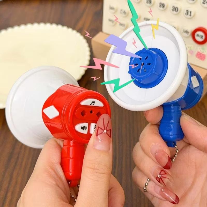Recordable Mini Speaker Loudspeaker Handheld Toy With Key Chain Pendant Megaphone Decompression Hanging Ornament Keyrings