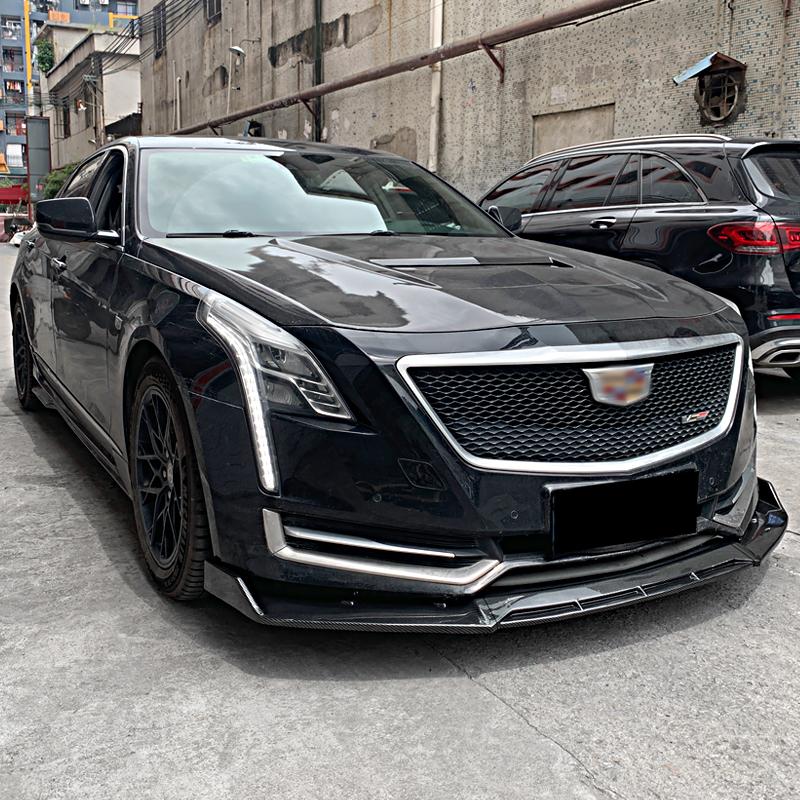 BKPTT1 Car High Quality Accessories For Cadillac CT6 2016-2018 Front Bumper Lip Body Kit Chin Spoiler Diffuser Guard Carbon Fiber ABS