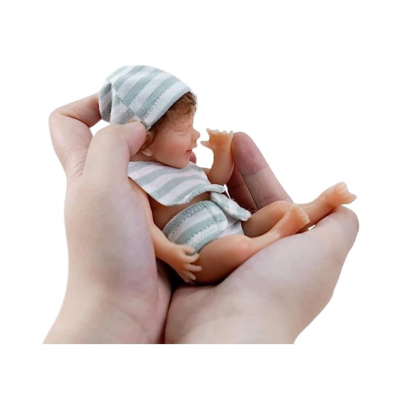 Waterproof Full Body Vinyl Mini Rebirth Doll 6'' 15 Cm Cute Dress Up Palm Baby Dolls April Lifelike Sleeping Reborn Doll Toy for Children's Day Gift