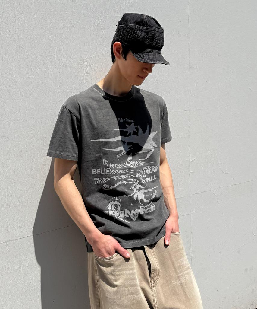 NICEGHOSTCLUB Tornado Logo Pigment Tee_Charcoal(Ng2Gmut500A)