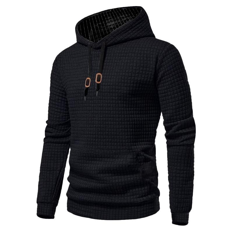 Men S European Size Casual Long Sleeve Hooded Plaid Sweatshirt