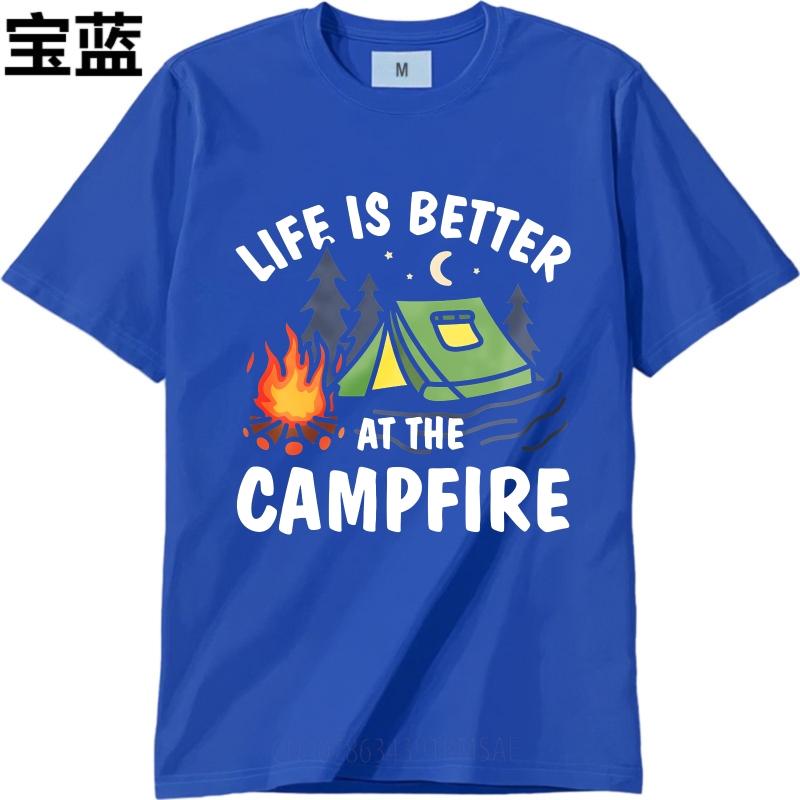 T Shirt Men Casual Round Neck Tee Brand Summer For Man tshirt Life Is Better At The Campfire Short Sleeve Soft Oneck Top Tees