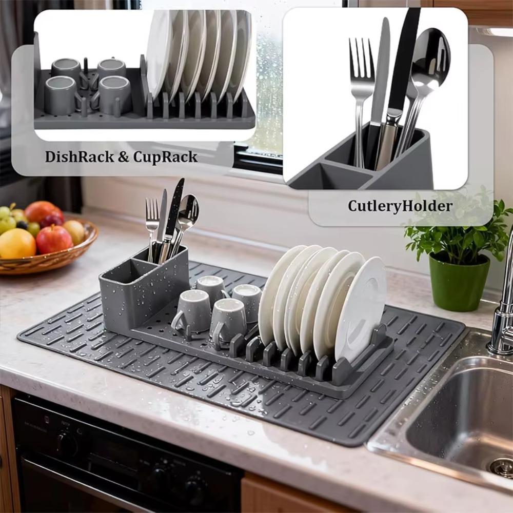 Heat-resistant Dish Drying Mat Folding Sink Dish Organizer Durable Dish Drying Rack Plate Bowl Cup
