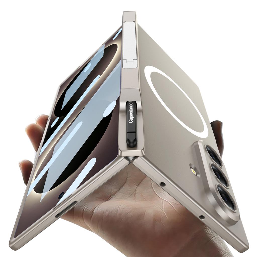 Applicable To Samsung ZFold8Ultra Folding Screen Mobile Phone Case Wireless Charging Magnetic Suction Pen Holder Creative Bracket Wireless Ring