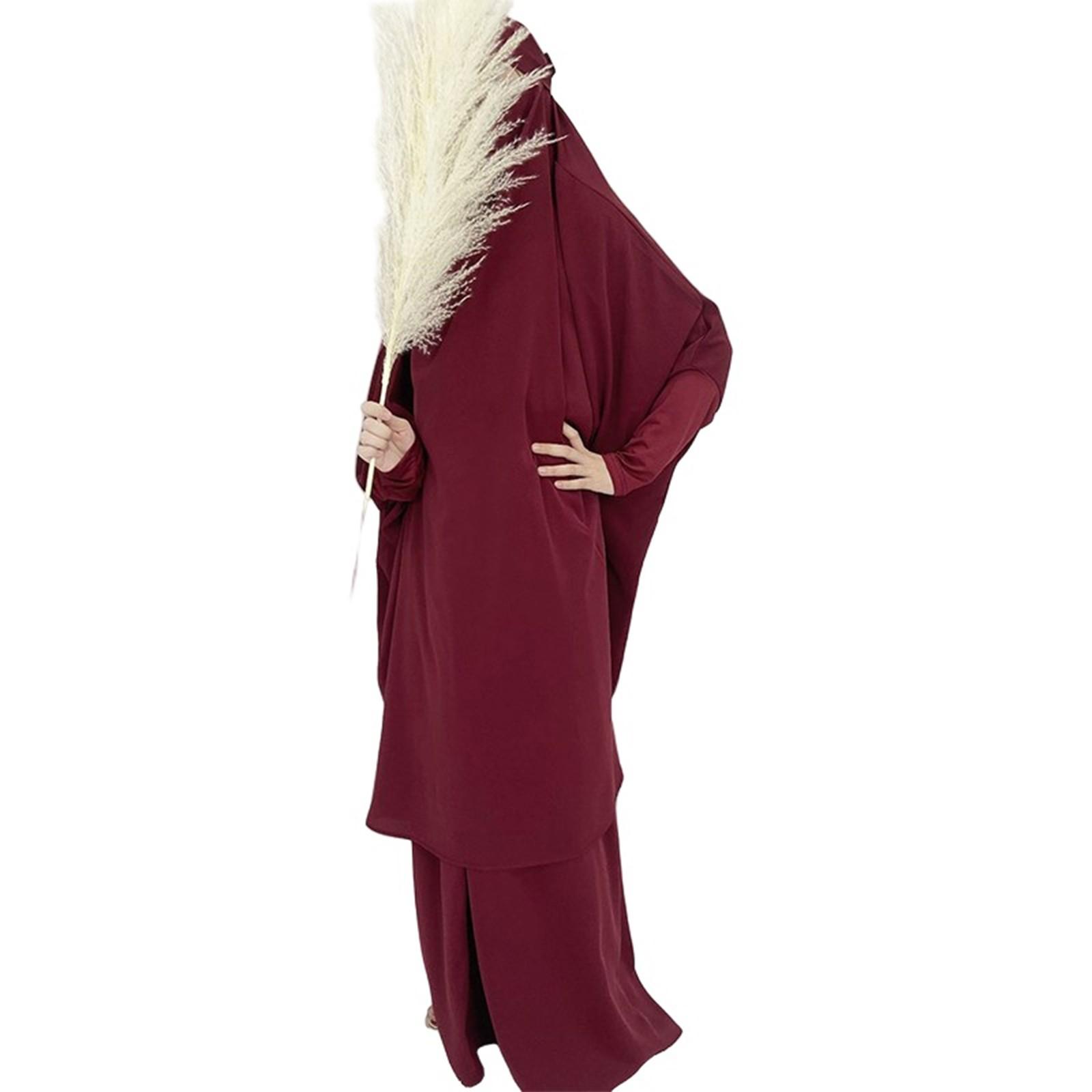

Мусульманский женский комбинезон платье из двух частей комплект длинные платья One Size винный