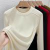 White Long-sleeved T-shirt Spring and Summer New Modal Cotton Inner Bottoming Shirt Fishbone Design Top