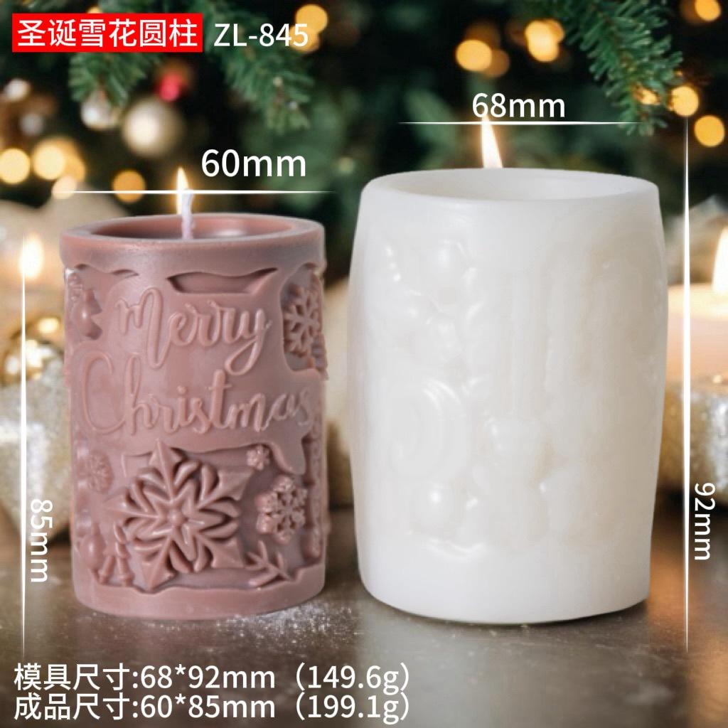 Christmas Tree Relief Cylindrical Candle Silicone Mold Christmas Gift Box Cylindrical Reindeer Aromatherapy Wax Gypsum Mould