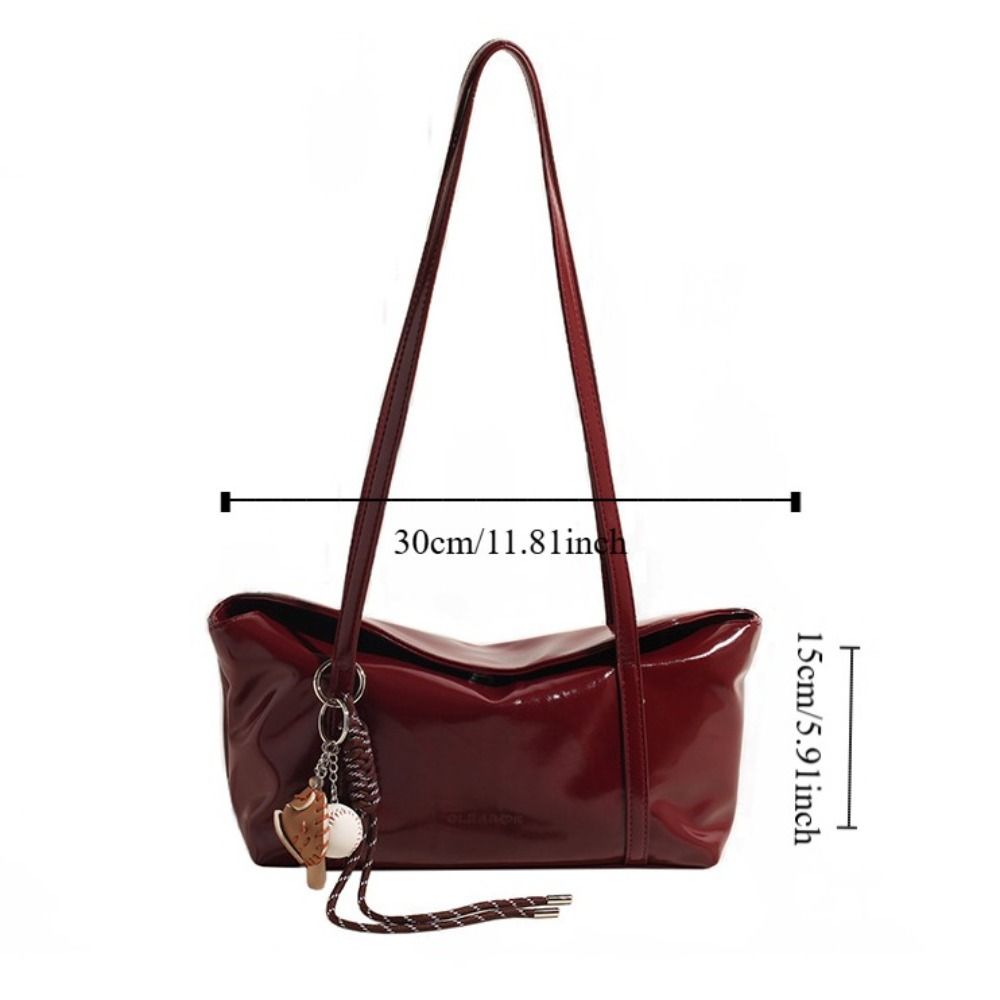 Korean Style Boston Pillow Bag Solid Color with Pendant Retro Underarm Bag Minority Design Commuting Vintage Shoulder Bag