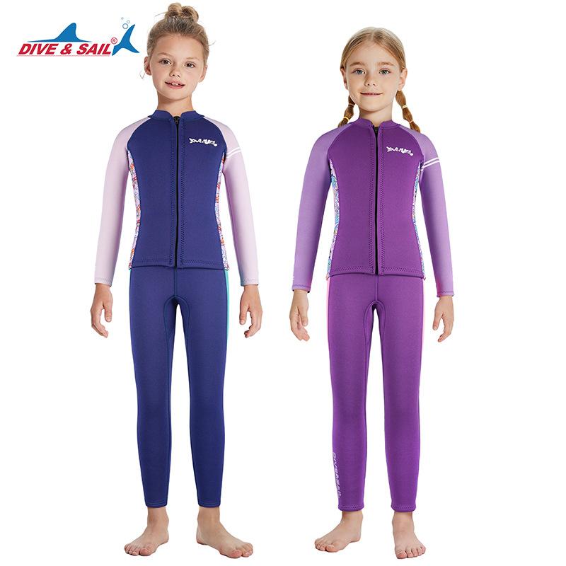 New 2.5MM Children's Diving Suit Split Long Sleeved Thick Diving Suit Girls' Training Swimming And Cold Surfing Suit