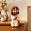 Stylish Tabletop Decorations Cute Praying Jesus Resin Figurine, Blessing Character Desktop Statue, Creative Statues for Entryway Religious Collectible